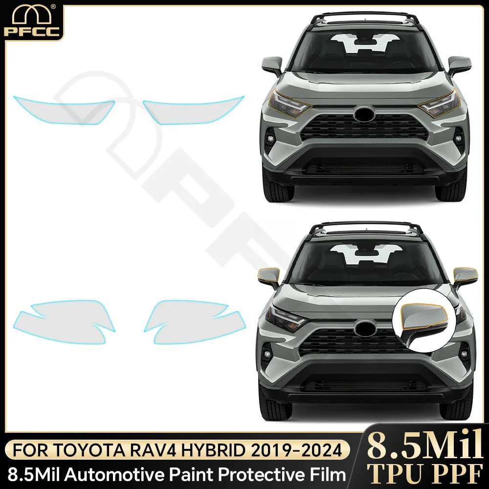 

For Toyota RAV4 Hybrid XA50 2019-2024 Front Headlight Precut Paint Protection Clear Film PPF TPU Transparent