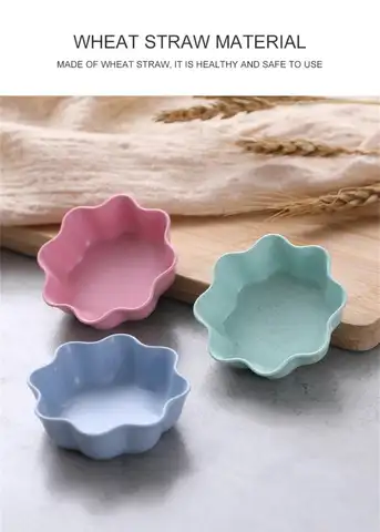Wheat Straw Seasoning Dish Heart Leaf Flower Shape Household Kitchen Dipping Snack Dish Plastic Small Plate Tableware Bowl