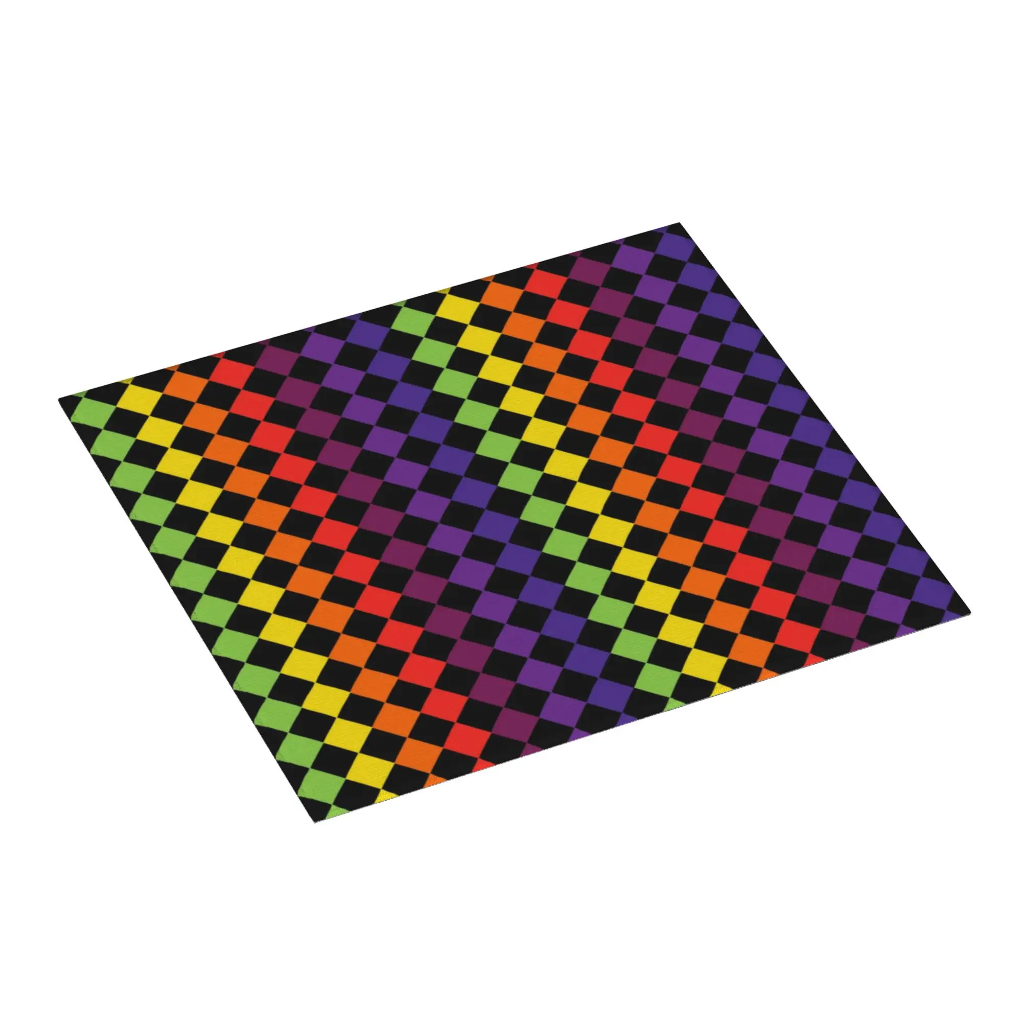 Checkered Pattern Vintage Sunset Colors Non‑Slip Waterproof Absorbent Barware Tableware Oil Proof Reusable Mat For Kitchen