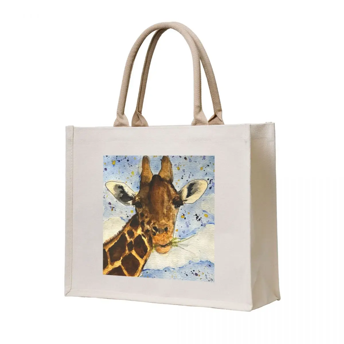 

Giraffe Eating Watercolor Painting Tote Bag reusable grocery bags Canvas bag university shopper bag Reusable bags