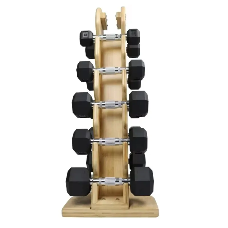 Custom Logo Wooden Dumbbell Rack - Modern & Durable Storage Equipment for Home Gym Bodybuilding