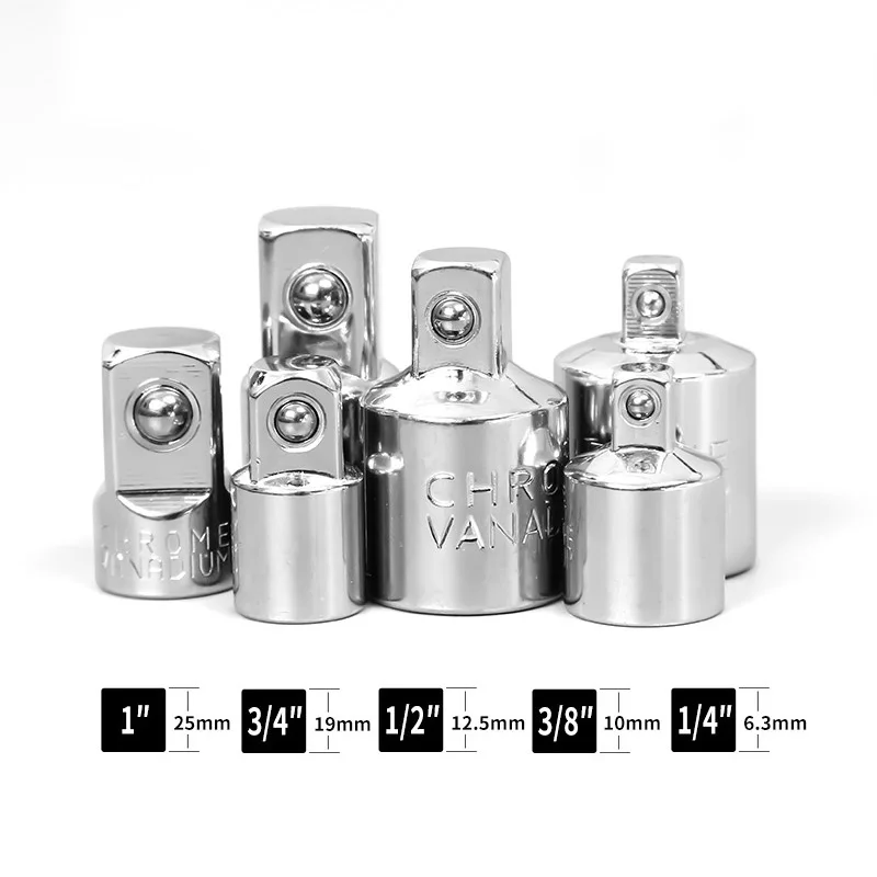 

Socket Adapter And Reducer Set, 1/4", 3/8", 1/2" Chrome Drive Vanadium Sleeve Drive Socket Converter Wrench Transform Joint