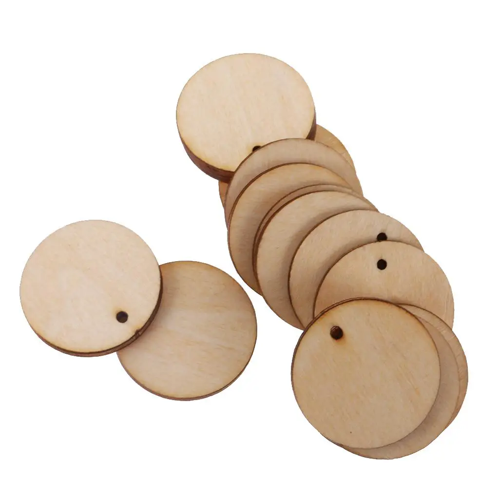 Basswood Round Wood Pieces Scrapbooking Embellishments Unfinished Craft Blocks for Classroom Board and Party Decorations