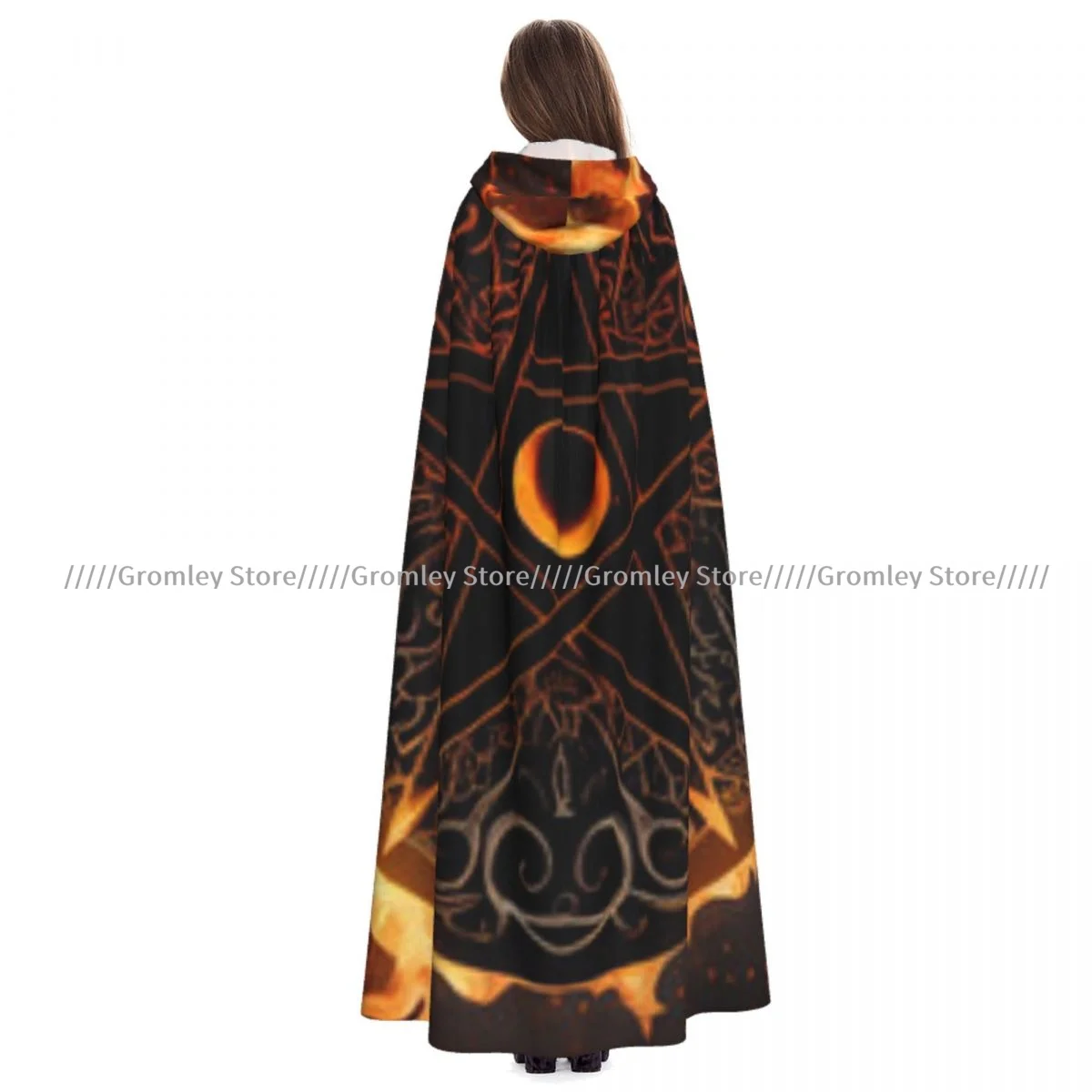 Occult Satanic Pentagram Witch Cloak Halloween Cosplay Costume Adult Unisex Cloak Retro Ages Cape