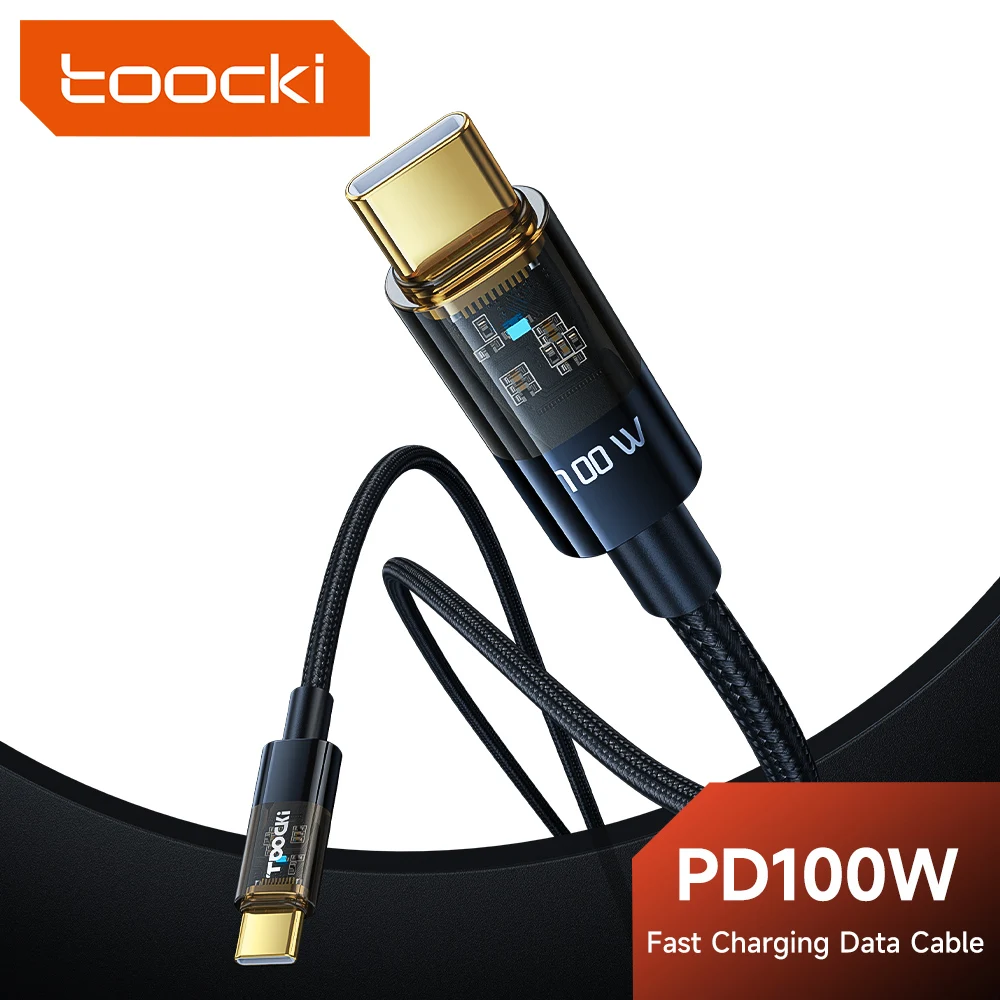 Toocki 1/2/3 Stück 100 W USB-C-Kabel 5 A Hochstrom-PD-Schnellladung Typ-C-Datenkabel für Kopfhörer iPhone vergoldeter Stecker