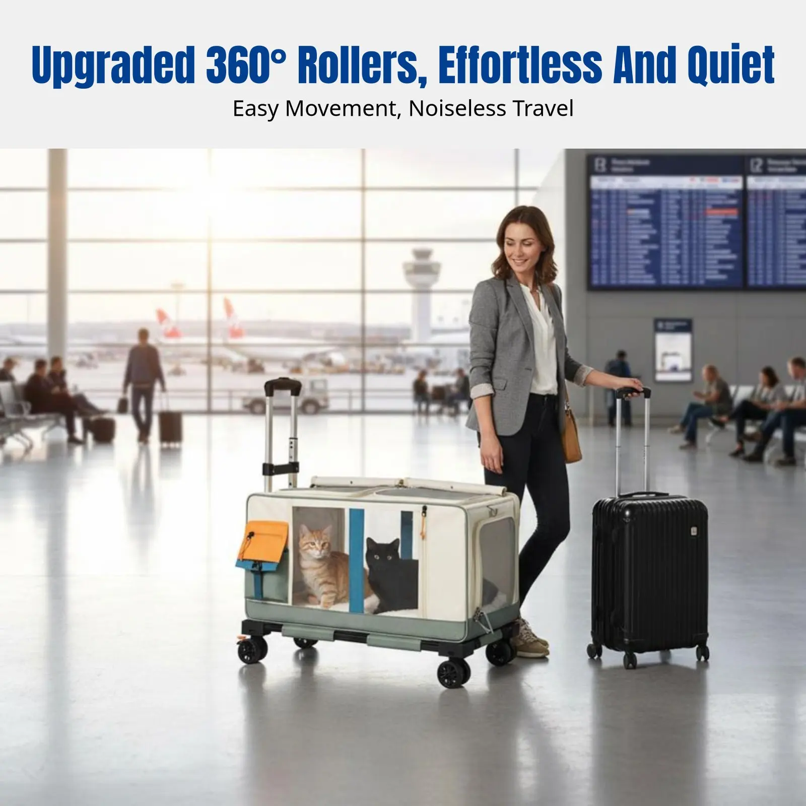 

Переноска для кошек, портативная сумка-переноска для нескольких животных, большая вместимость, дорожный чемодан с двумя отделениями