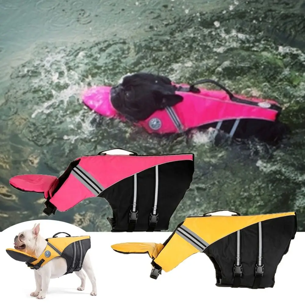 

High Buoyancy Dog Life Jacket Vest Removable Neck Float Multi-Sizes Dogs Swimming Clothes Reflective Strip Pet Safety Swimsuit