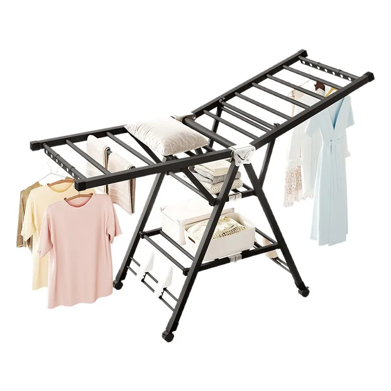 

ClothesFloor-to-ceiling Folding Indoor Balcony Quilt Clothes Movable Airfoil Drying Rack