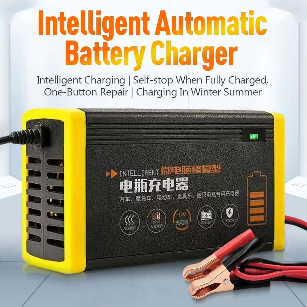 Intelligent Automatic Car Charger 12V Lead Acid Battery Microcomputer Repair Chargers For Automobile Motorcycle Electric Forklif