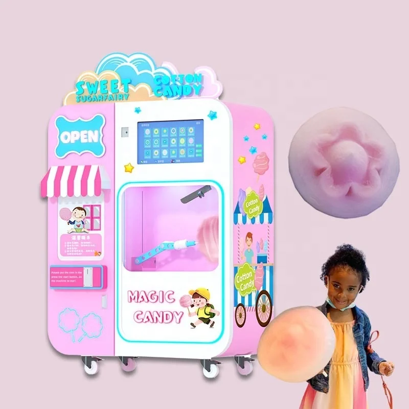 Fully Automatic Cotton Candy Machine Commercial Cotton Candy Vending Machine For Kids