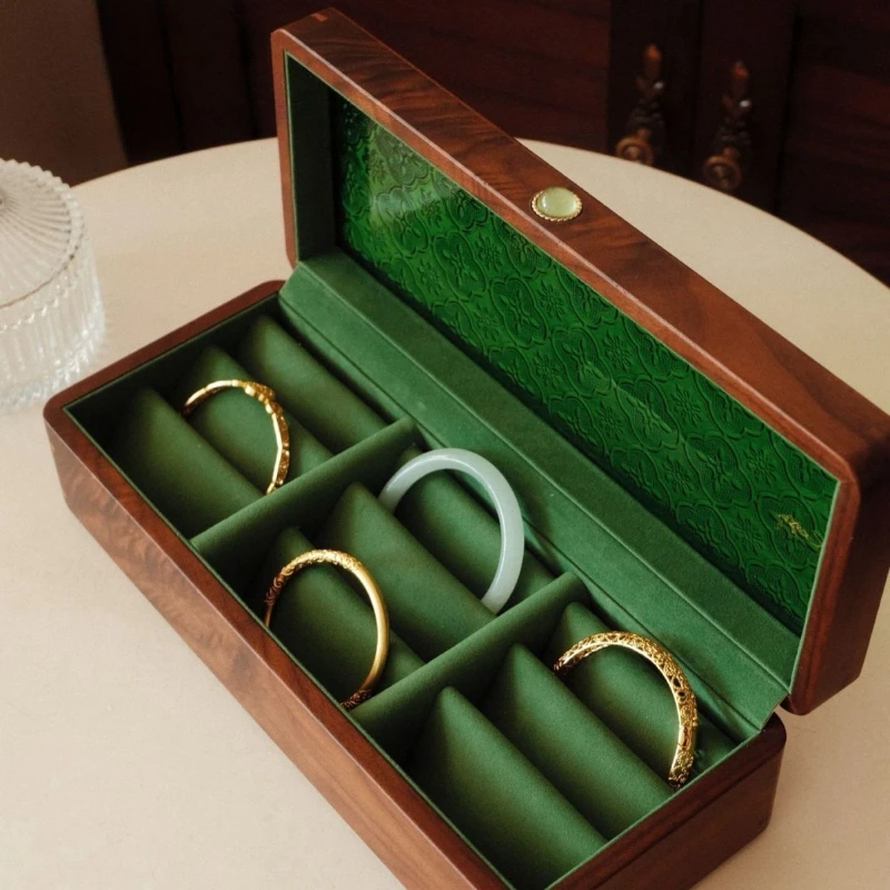 Black Walnut Bracelet Box Luxury Bracelets Display Case Portable Jewelry Storage Boxes Large Capacity Dustproof Bracelet Boxes