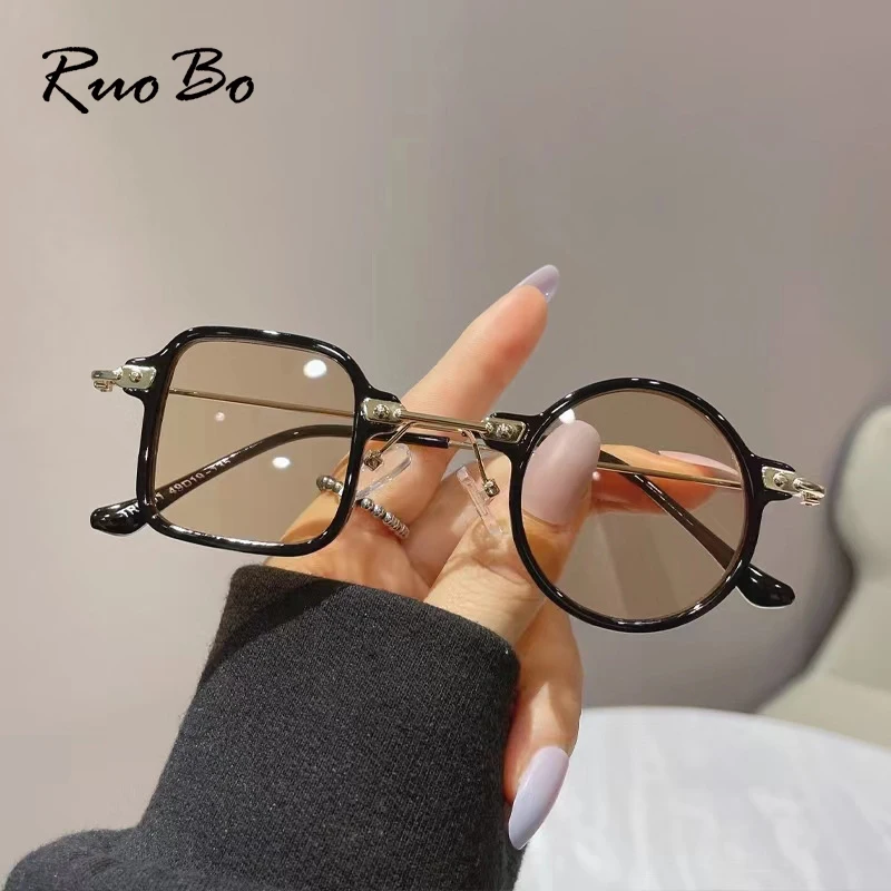 

RUOBO Strange Irregular Square Round Sunglasses Female TR90 Anti-blue Glasses Frame Steampunk Shades Personality Party Eyewear