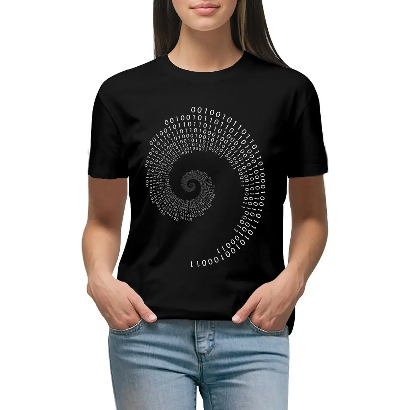 Binary fibonacci sequence spiral. T-Shirt customs customs design your own T-shirts for Women