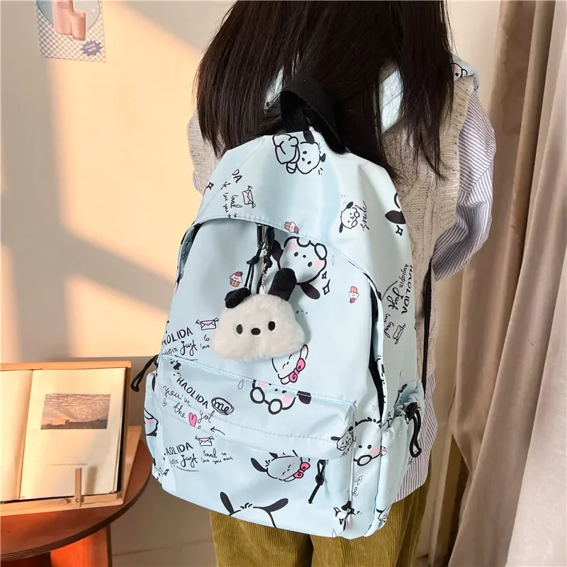 Sanrioed Pochacco Anime śliczny plecak tornistry Student Cartoon Travel torba na ramię o dużej pojemności prezent urodzinowy dla przyjaciela