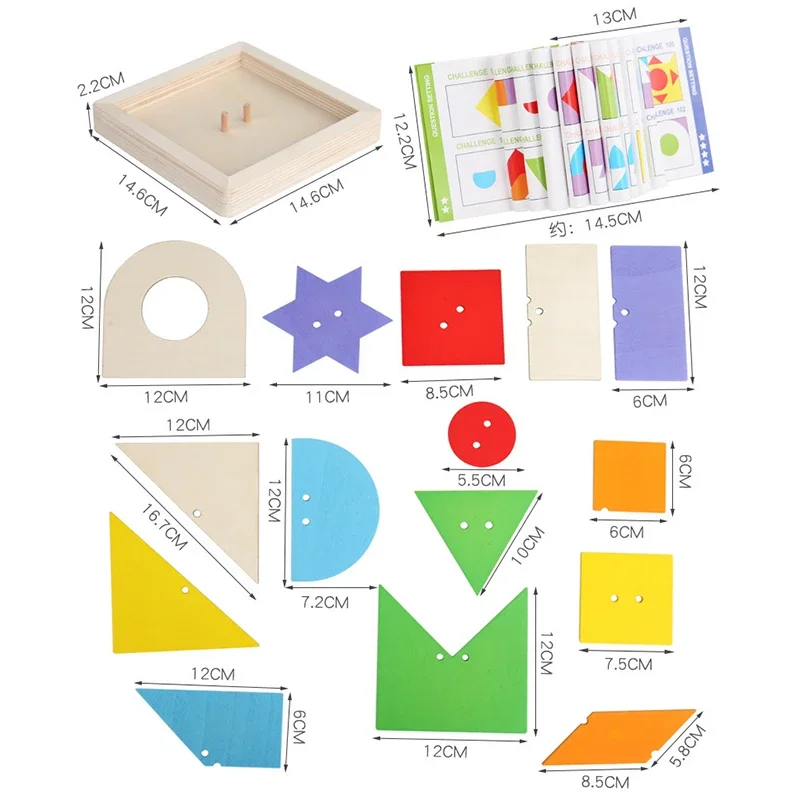 เด็กเรขาคณิต Tangram ปริศนาจิ๊กซอว์เกมสมอง Montessori ของเล่นสร้างสรรค์การคิดเชิงตรรกะท้าทายทางปัญญาการศึกษาของเล่น