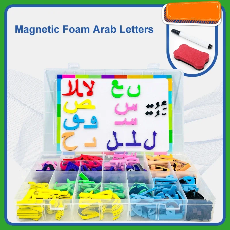 Random Color EVA Foam Magnetic Arab Letters Fridge Magnets Colorful Educational Toy Set Arabic Alphabet Forms