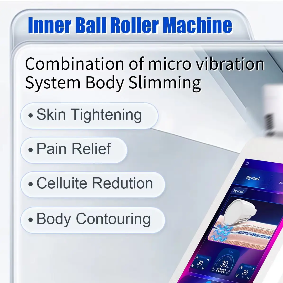 MYOslim EMS Body Contouring Equipment Electromagnetic Muscle Toning Tool Rolling Massage Fat Reducer Body Shaping White