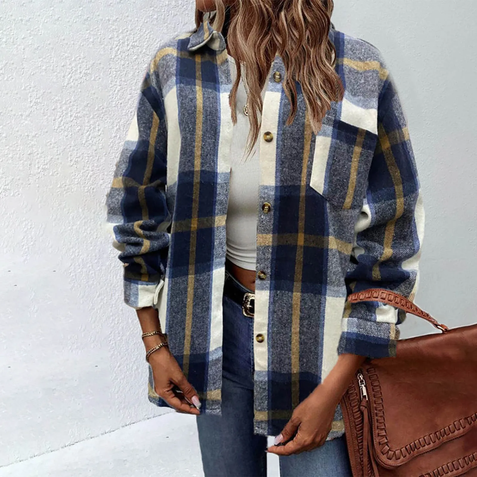 Womens Plaid Shacket Jacket Fall Fashion Hooded Long Sleeve Coats Long Sleeve Winter for Women Jacket Womens Tan Long Coat