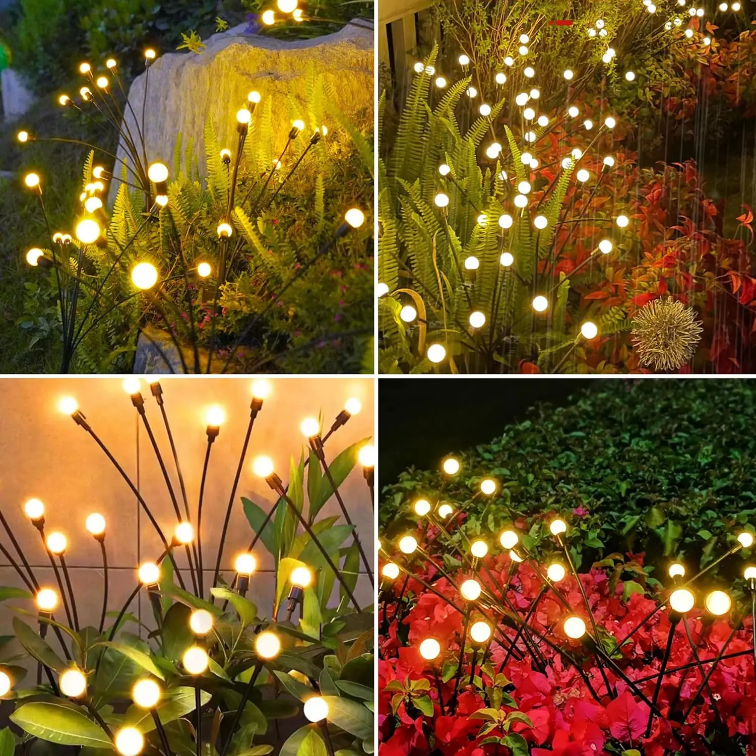 Luzes solares do jardim, ao ar livre, impermeável, quintal, pátio, caminho, Decorações de Natal, lâmpada, Firefly, 10 LED