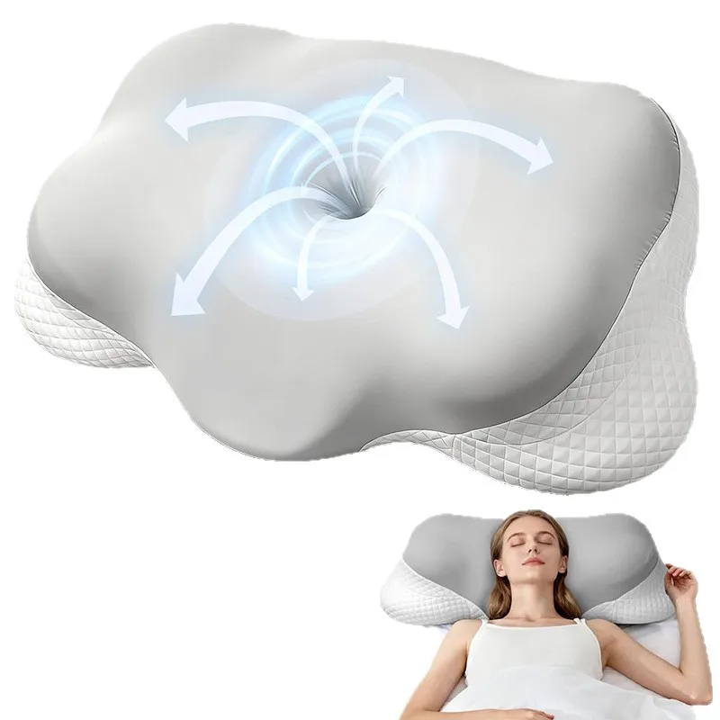 Summer Cool Ice Silk Neck Pillow Orthopedic Pillow For Neck And Shoulder Pain Memory Foam Ergonomic Sleeping Cervical Pillow