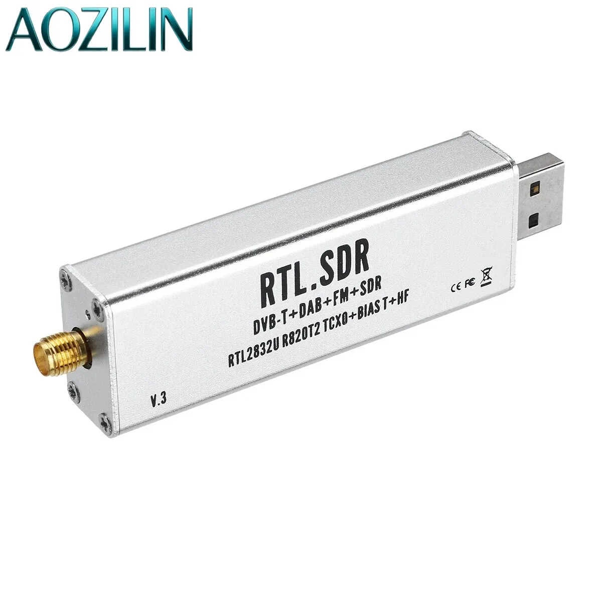 AOZILIN 0.1MHz-1.7GHz TCXO temperature-compensated high-stability full-band software receiver, aviation band ADSB