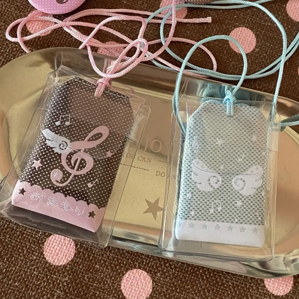 Notas musicales alas bolsa colgante bendiciones bordado llaveros de la suerte moda creativa llavero accesorios para llaveros