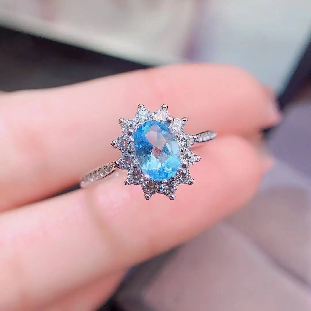 KJJEAXCMY New style Jewelry Natural Women's Topaz Ring 925 silver inlay Colorful and splendid Crystal pure fire flash explosion