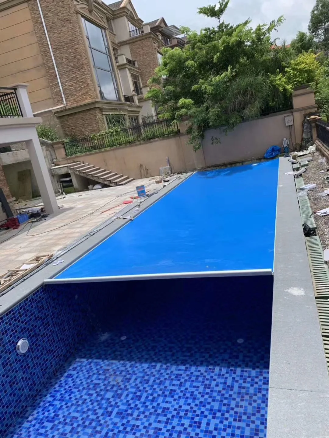 غطاء حمام سباحة PVC عالي الجودة للاستخدام العائلي للمعدات الميكانيكية المربعة المتينة #5