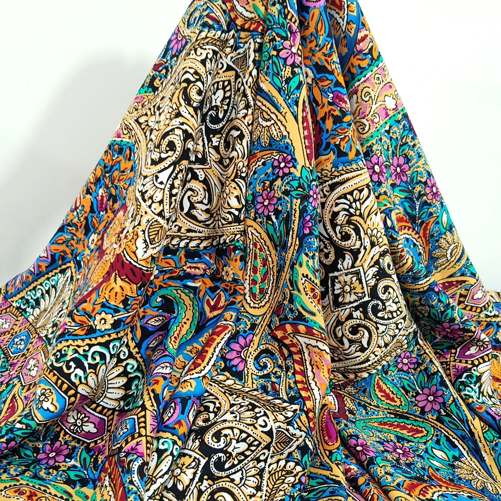 50cm*145cm Ethnic Paisley Dress Cotton Material Bohemian Floral Pattern Poplin Rayon Fabric