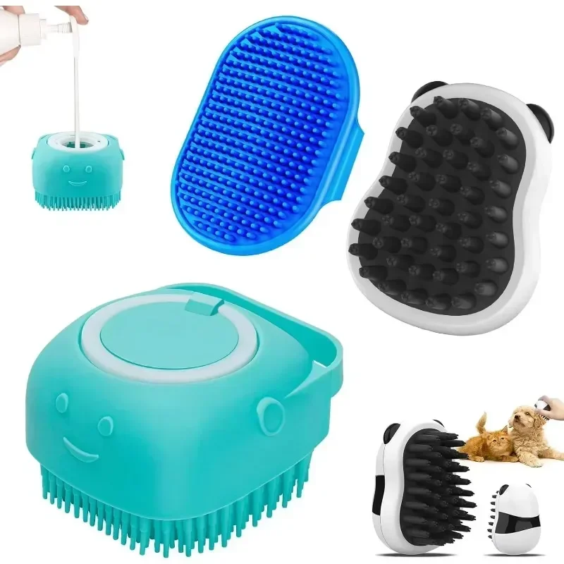 Soft silicone massage bath cleaning brush, pet shower gloves for gentle grooming