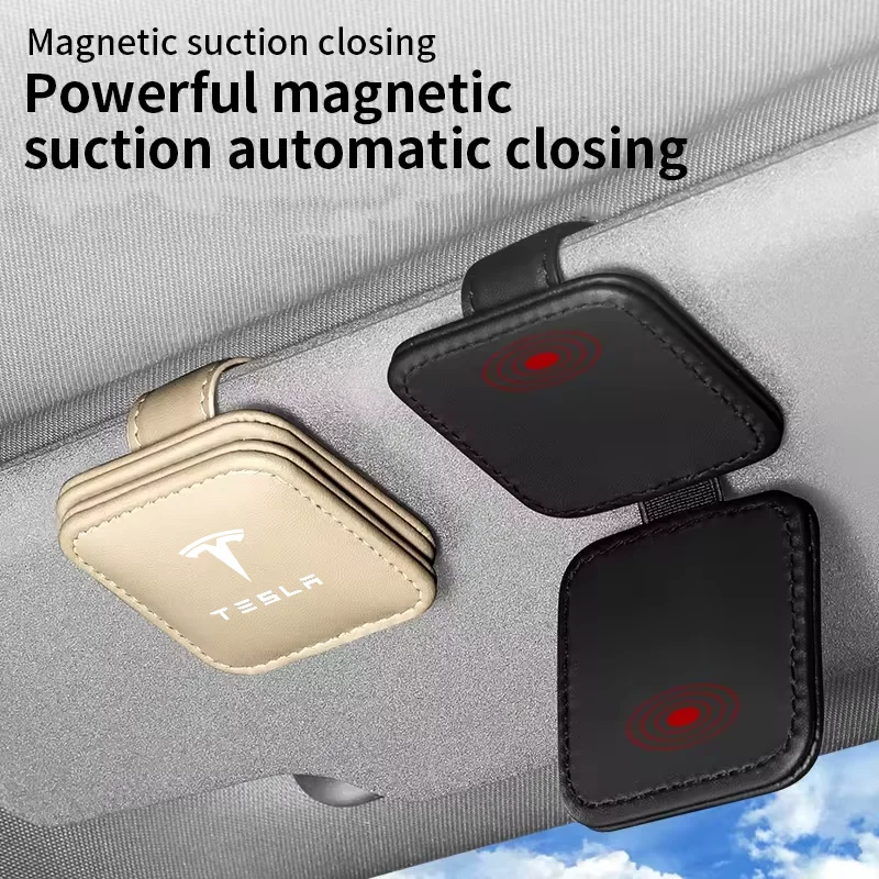 Car Sun Visor Clip Glasses Cards Case Auto Sunglasses Visor Glasses Holder For Tesla model Y model X model 3 MODEL S