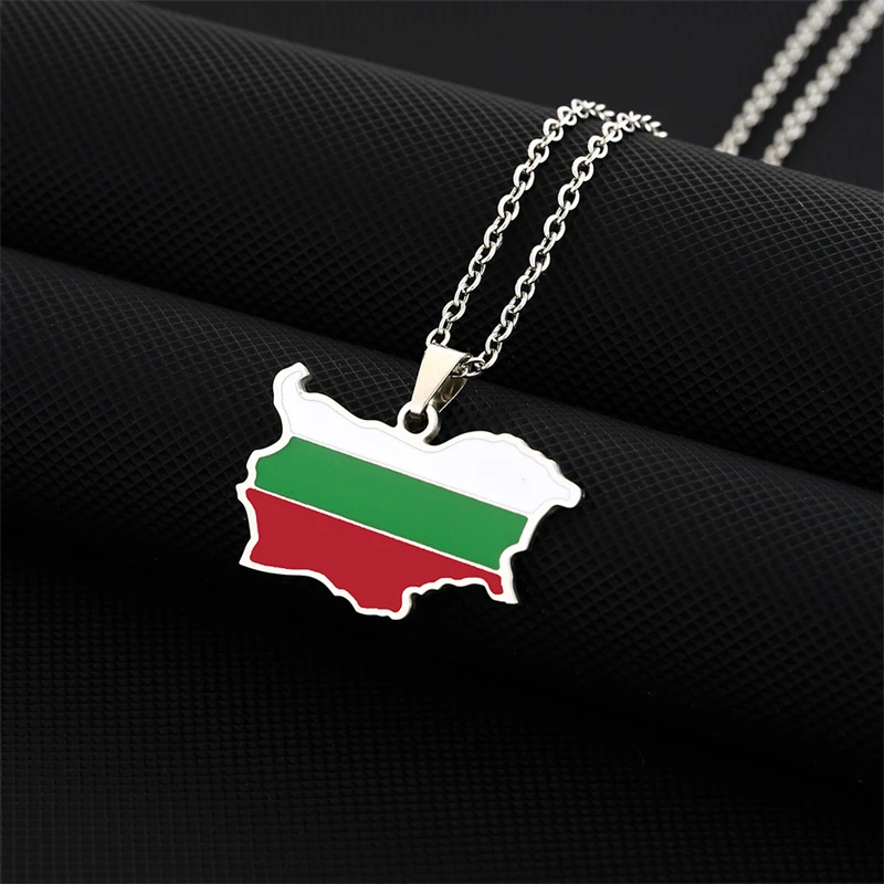 Republic of Bulgaria Map National Flag Pendant Necklace For Women Men Fashion Map Ethnic Bulgarian Choker Necklaces Jewelry