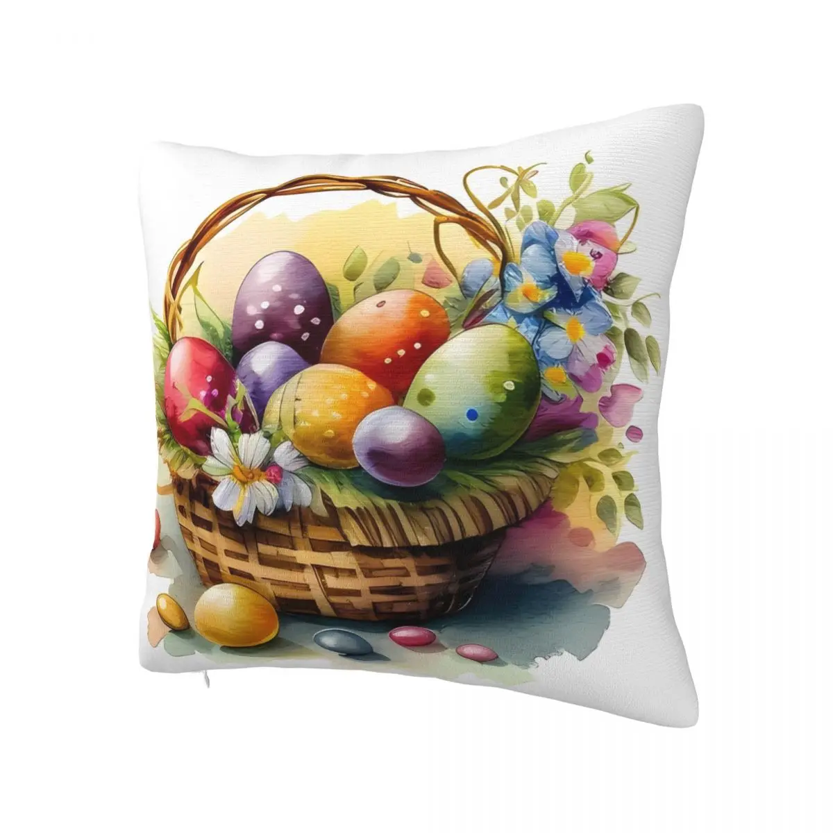 Pillow Cover Easter Egg In Basket Design Cushion Cover Colorful Cute Funny Pillow Case For Wedding Party Home Decor Pillowcases