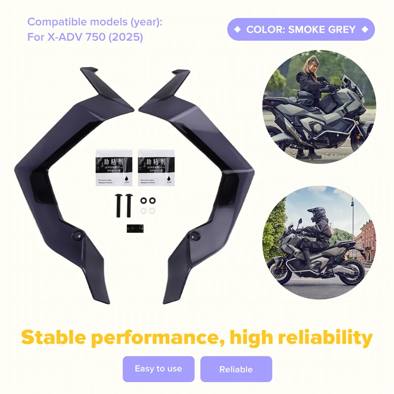 

For Honda X-ADV 750 XADV 750 2025 Accessories Motorcycle Air Deflectors Wind Deflector Side Windshield Leg Fairing Smoke Gray