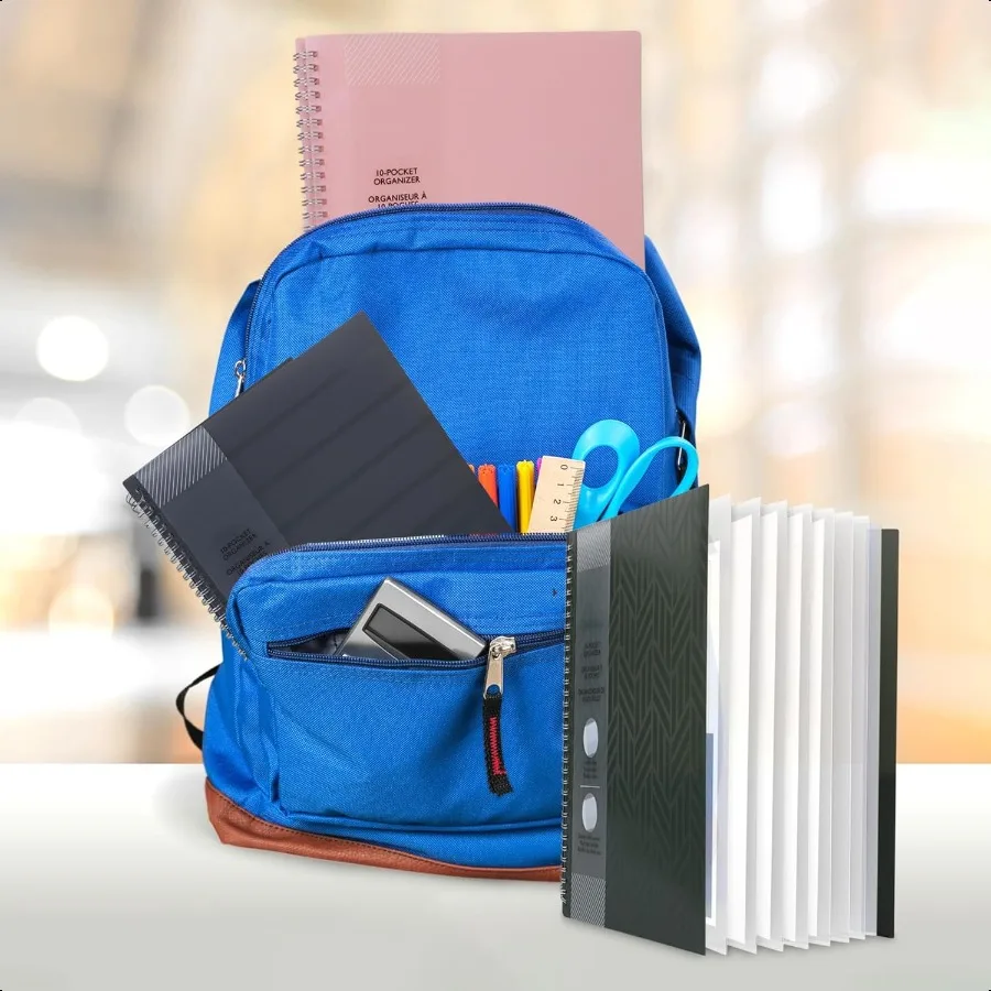 10 карманных папок с несколькими карманами, 10 карманов, органайзер, спиральная папка для файлов, папка с карманами, сверхпрочная прочная полиэтиленовая папка