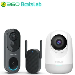 Qihoo360 Botslab 2K 3MP WiFi Indoor Home Security Cam Smart Pan Tilt Camera 2.5K 5MP Visual Doorbell Camera Easy Installation