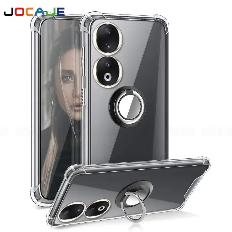 Stojak na pierścionek Miękkie przezroczyste etui dla Honor 90 Pro 90 Lite 80 70 60 50 100 Pro 200 Smart Clear Bracket Holder Airbag Cover Capa