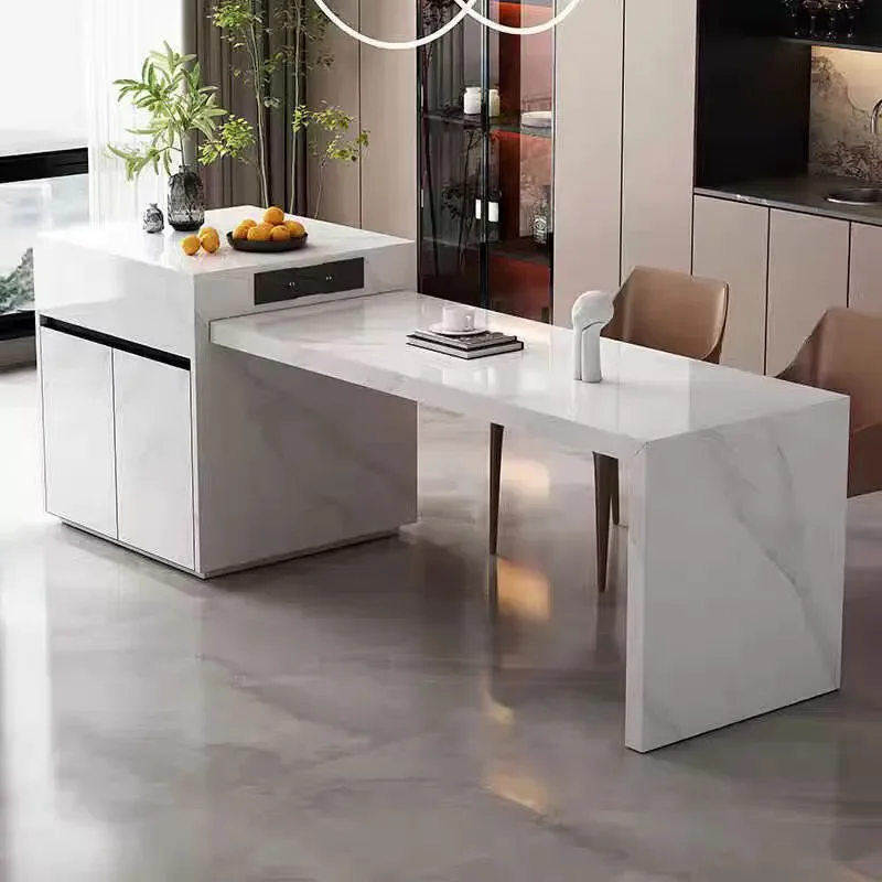 Minimalist Rock Slab Island Dining Table Integrated Open Kitchen Guide Table Multi Function Bar Optional Function