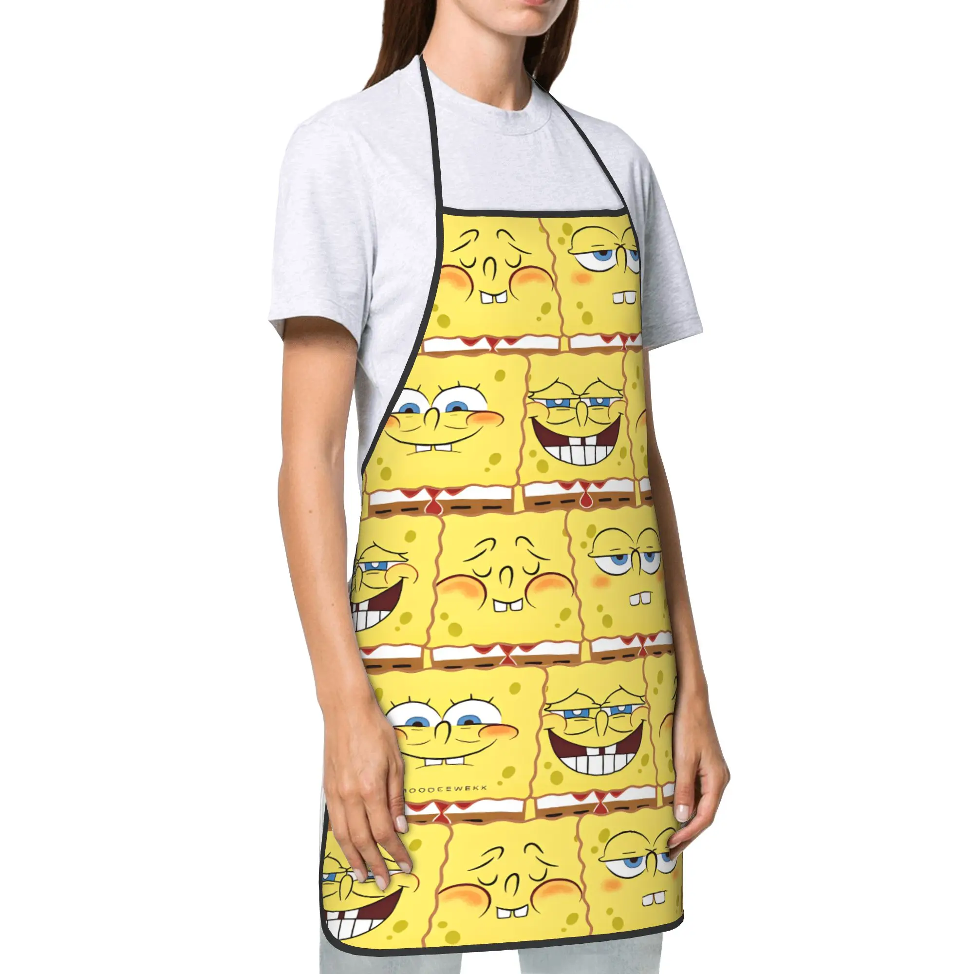 S-Spongebobs Apron  Adult Restraunt Kitchen Accessories Cooking Fashion Aprons without Pocket