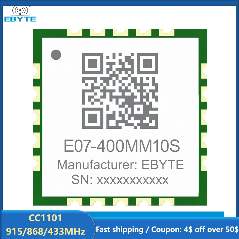 CC1101 Module 915/868/433MHZz EBYTE E07-400MM10S E07-900MM10S 10dBm 1.5km Stamp Hole SMD Module RSSI Ultra Small Size