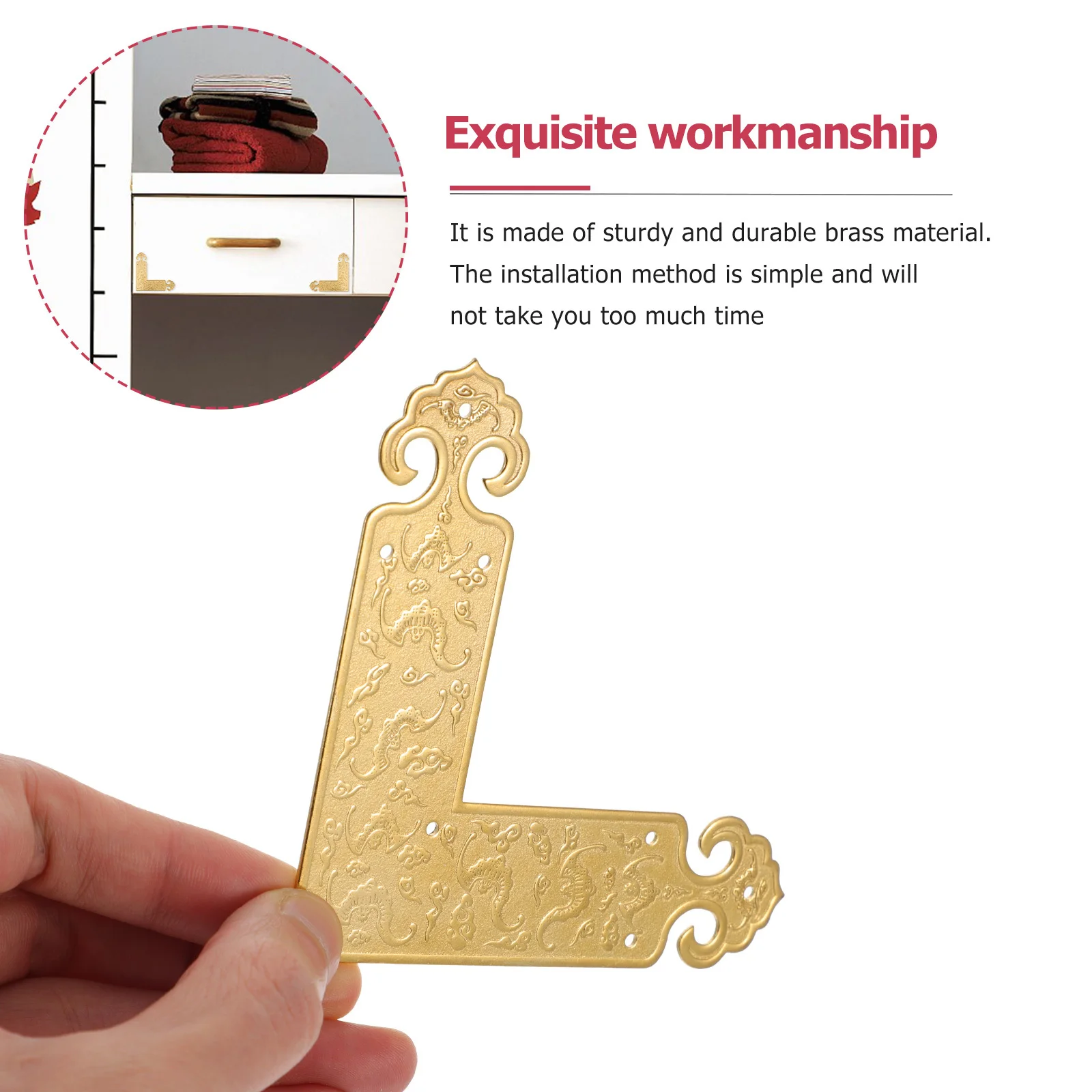 

2Pcs Retro Brass Corner Protectors L Shape Furniture Corner Guards Decorative Chair Table Use Brass Cornet Brace