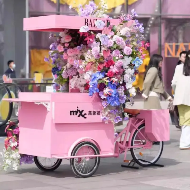 YJQ Outdoor Internet celebrity sales car Movable display tricycle dedicated commercial stall float