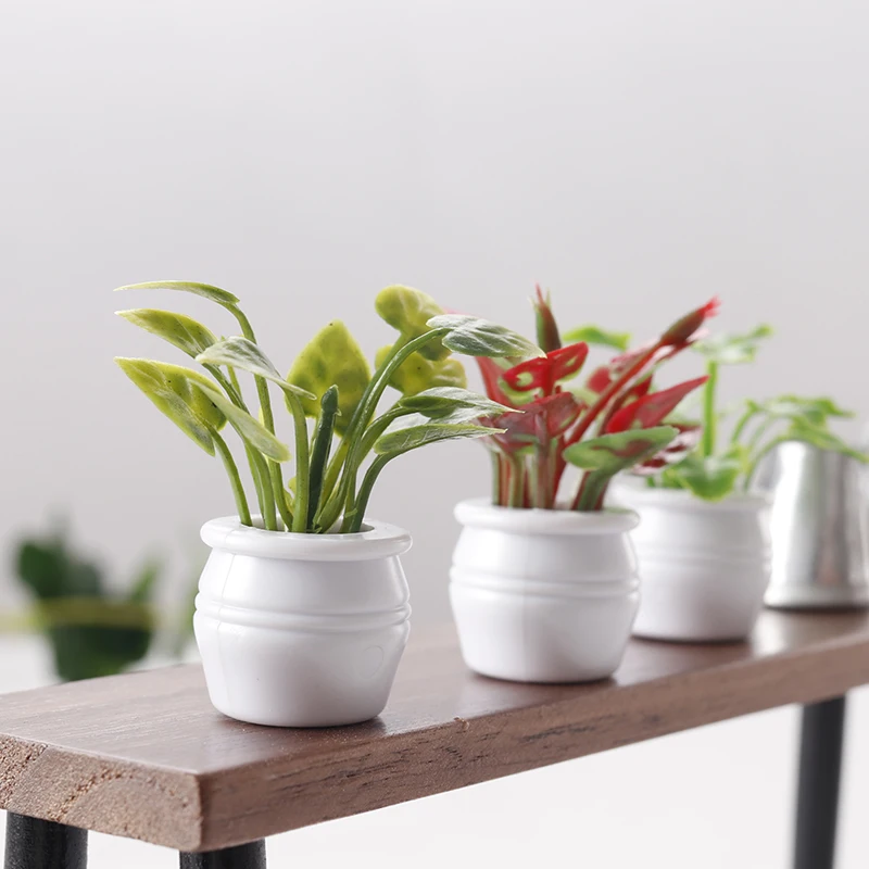 

[JN] 3 шт. 1:12 Миниатюрные растения в горшках для кукольного домика, декор для дома куклы, аксессуары для микроландшафта и сада