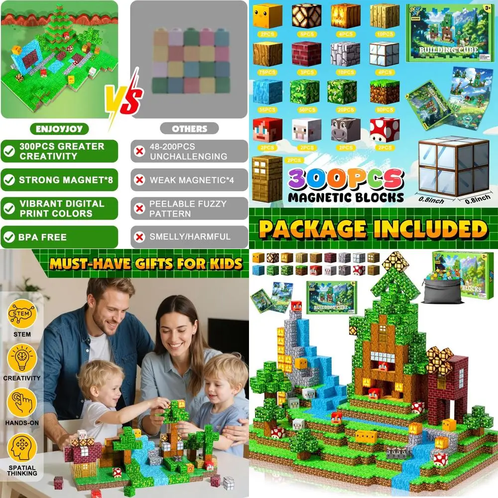Magnetic Building Blocks Set: 300-Piece Montessori STEM Toys for Kids 4-8, Ideal Gift for Boys & Girls