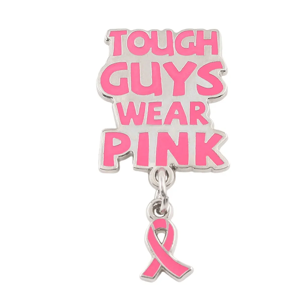 Tough Guys Wear Pink Enamel Pin Pink-Ribbon Pendant Brooch Men'S Support Breast-Cancer Prevention  Awareness Badge Funny Gift