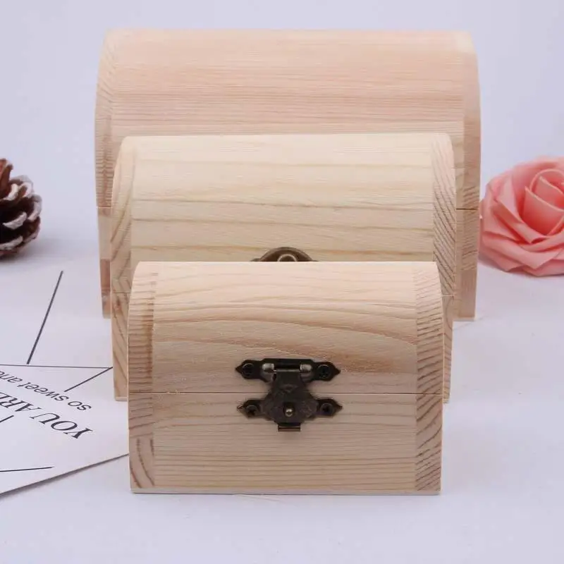 1/3Pcs Wooden Jewelry Storage Box Arched Hinged Keepsake Case For Wedding Gift Trinket Collection