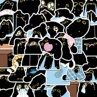 48pcs Cute Big Black Cat Stickers Can Be Used For Refrigerator,Phone Case,Notebook,Wall And Other Decorations, Party Small Gifts