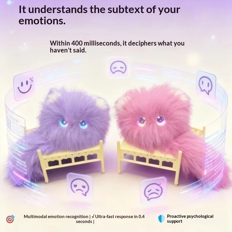 AI Messy Cat Smart Interactive Plush Pet Toy Emotional Companion Robot with Voice Dialogue Stress Relief Collectible Doll Gift