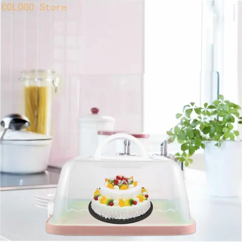 Transparent Cake Box For Kitchen Countertops Dust Resistant Portable Design D0LD