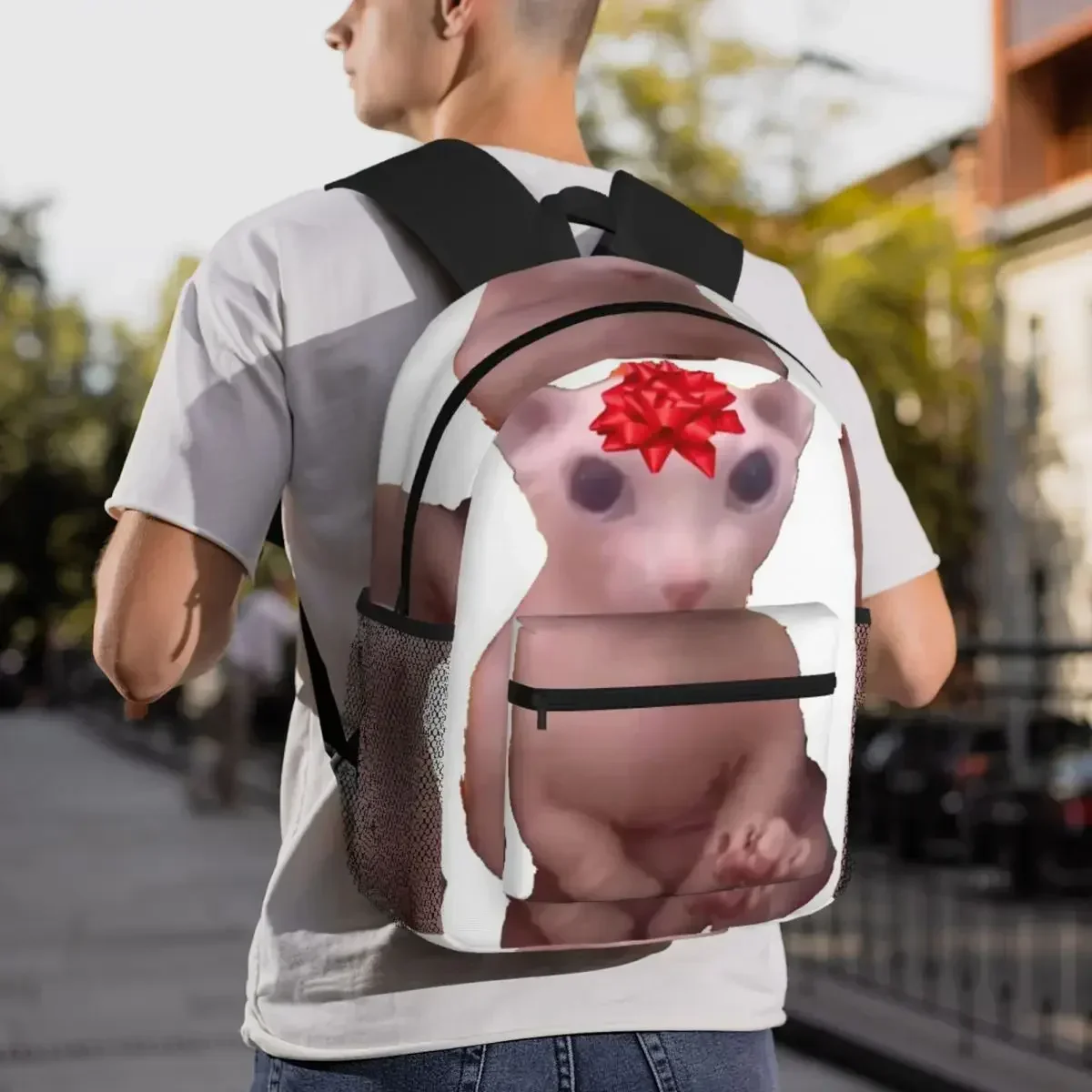 Custom Bag Sphynx Bingus Kitten Cat Backpack Student BookBag Kids School Bag Laptop Shoulder Bags For Boys Girls